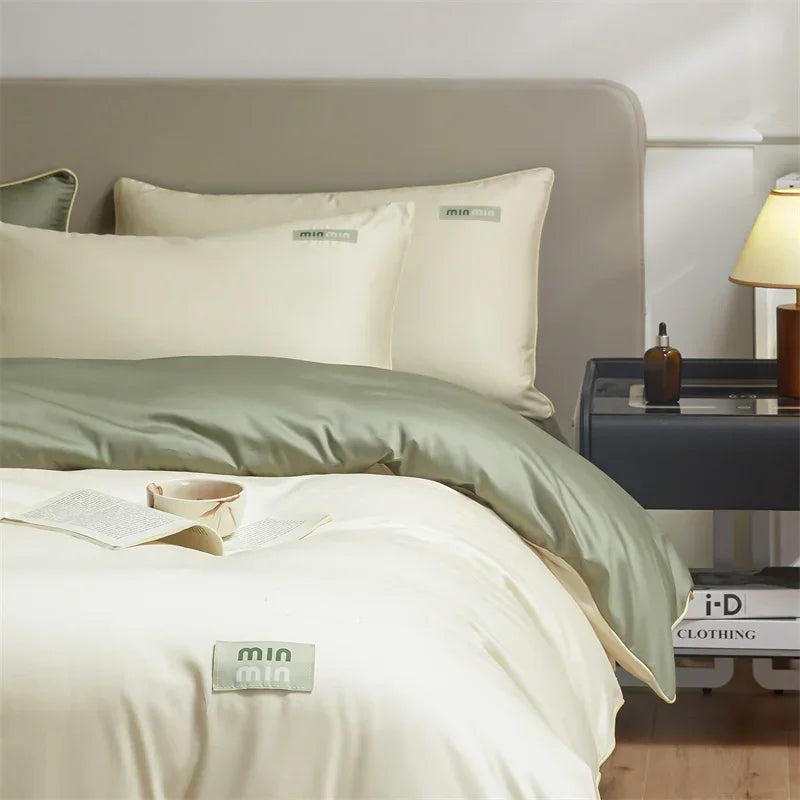 Afralia™ 100% Egyptian Cotton Solid Color Bedding Set - Queen King Single Size