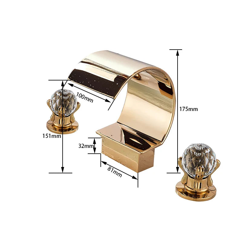 Afralia™ Crystal Handle Gold Basin Faucet Set, Hot Cold Water Mixer Tap