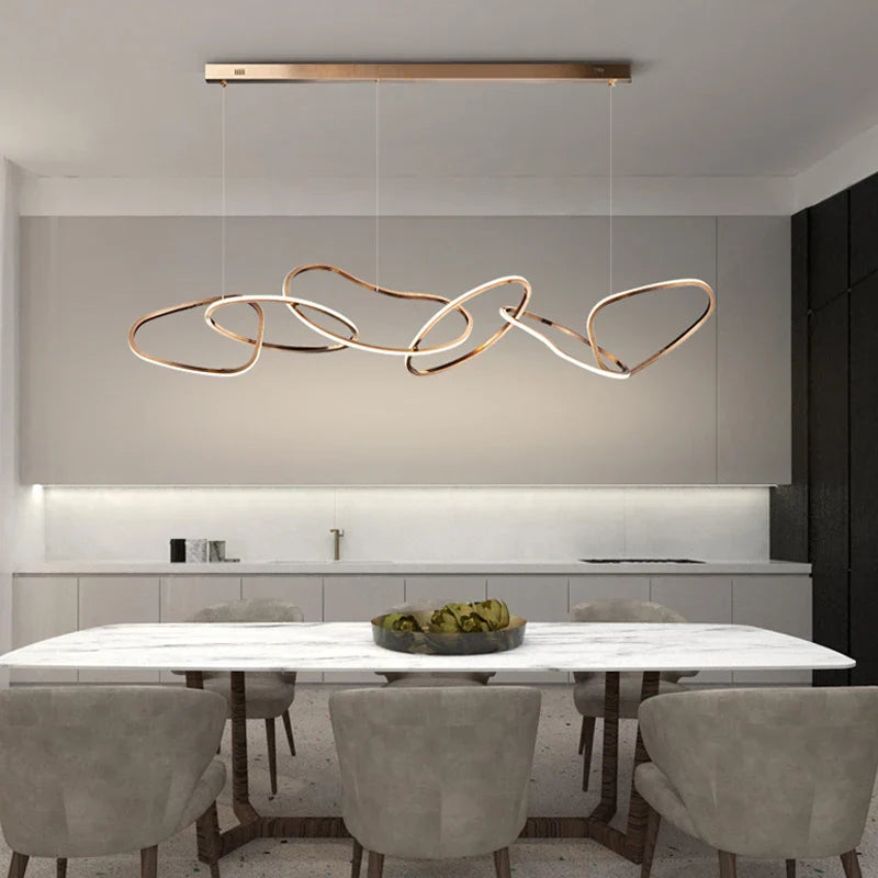 Afralia™ LED Ring Chandelier for Living Dining Room - Postmodern Luxury Minimalist Art Lighting