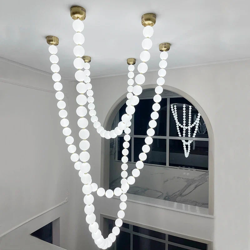 Afralia™ Pearl Necklace Chandelier: Modern Luxury Lighting for Staircase Living Room Foyer