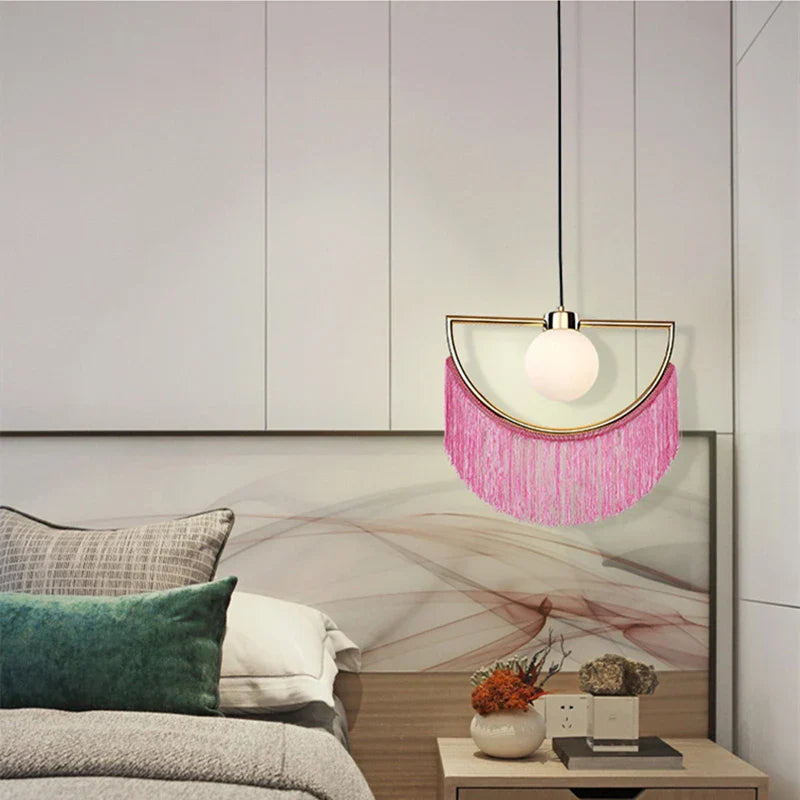 Afralia™ Eyelash Style LED Tassel Pendant Lamp for Bedroom and Living Room