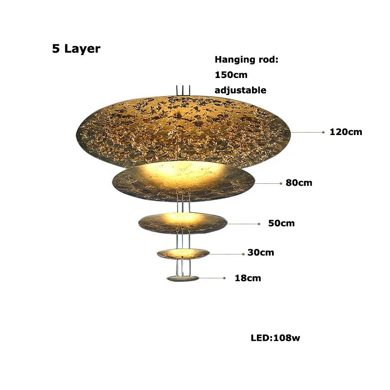 Afralia™ Gold Foil Pendant LED Chandelier, Modern Italian Design for Villas