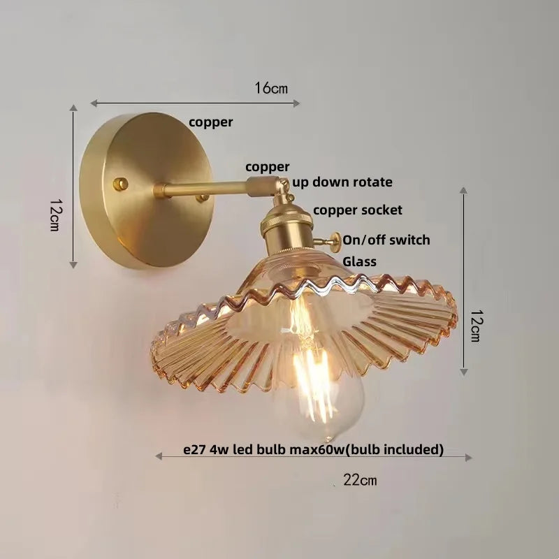 Afralia™ Nordic LED Wall Sconce Pull Chain Switch Stair Light Glass Lamparas