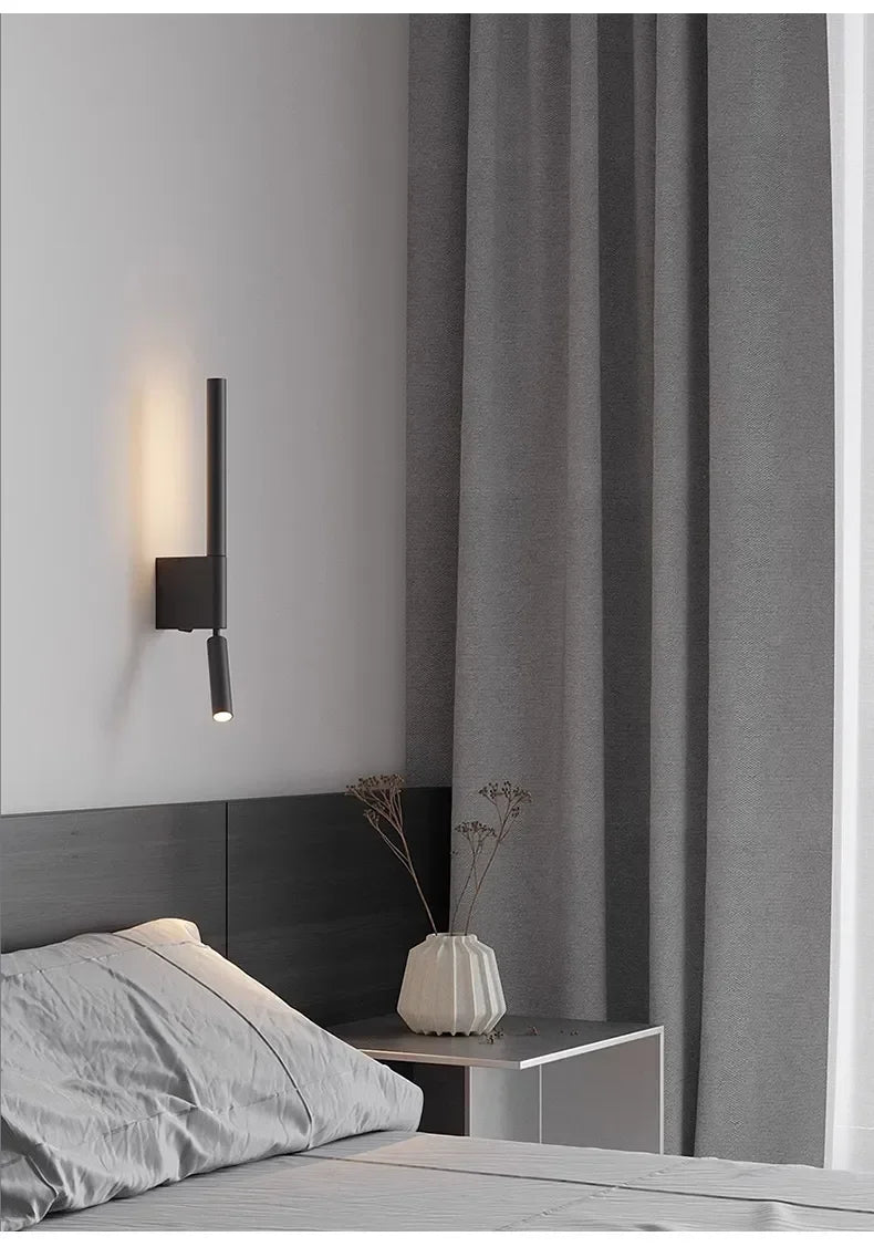 Afralia™ Modern LED Wall Light Black White Decor Bedside Sconce Lamp Spotlight