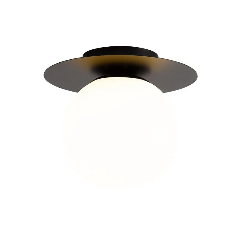 Afralia™ Modern Glass Ball Black Gold LED Ceiling Chandelier - Home Balcony Lighting Fixtures