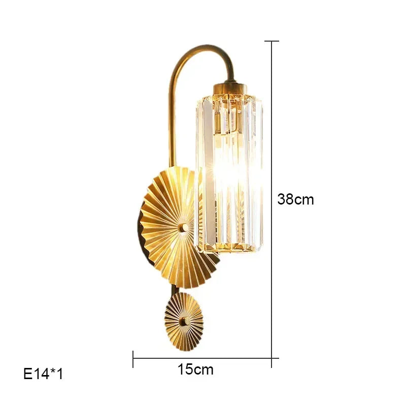 Luxury Gold Crystal LED Wall Light for Living Room & Bedroom - Afralia™ Collection