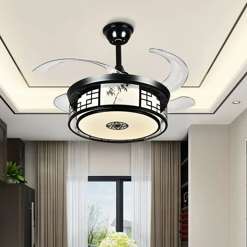 Afralia™ Smart Remote Control Retractable Ceiling Fan Light, 42"-48", Decorative Hidden Blades