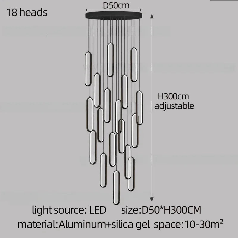 Afralia™ LED Staircase Branch Chandelier for Modern Living & Dining Rooms