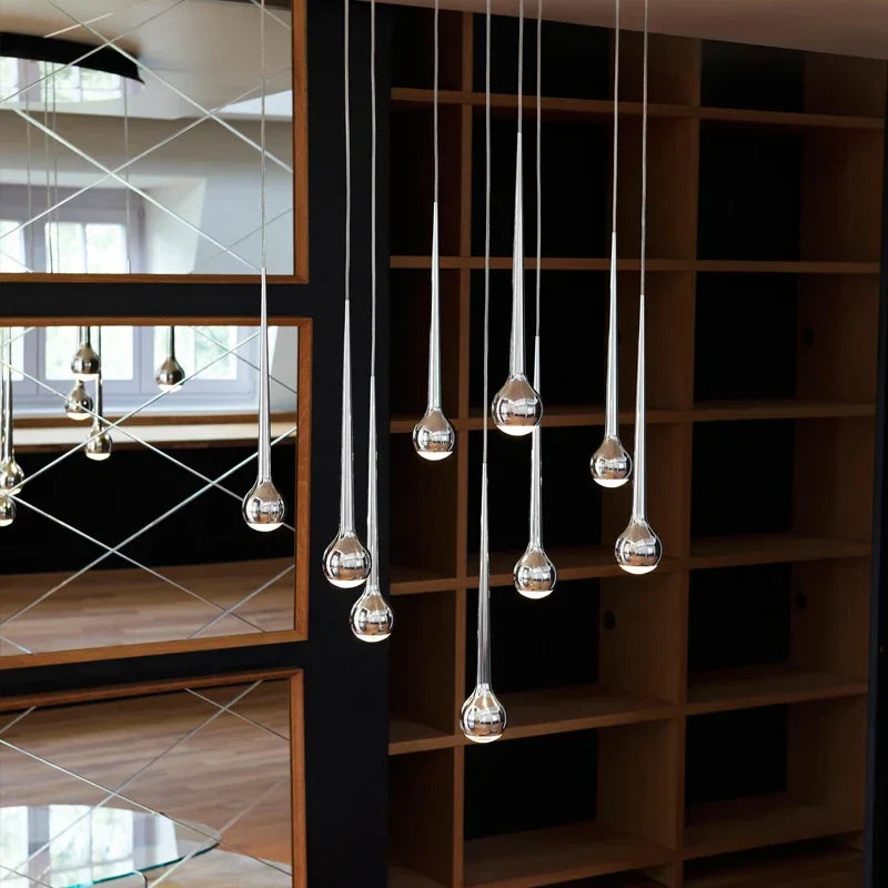 Afralia™ Water Drop Pendant Chandelier for Modern Luxury Staircase Decor