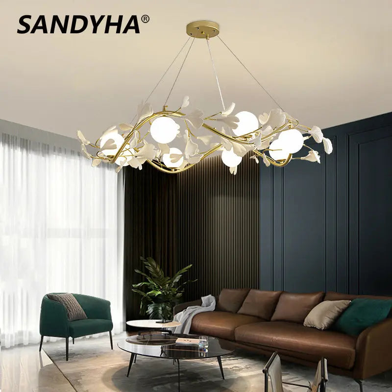 Afralia™ Nordic Glass Ball Ring Chandelier LED Pendant Light for Living Room Bedroom