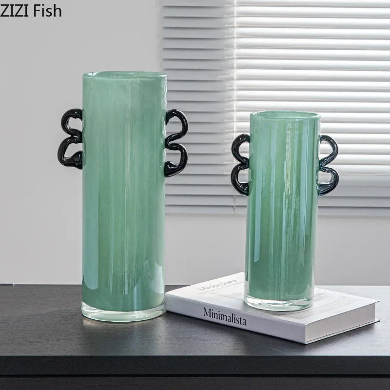 Afralia™ Emerald Green Glass Vase Hydroponics Plant Pots Floral Room Decor