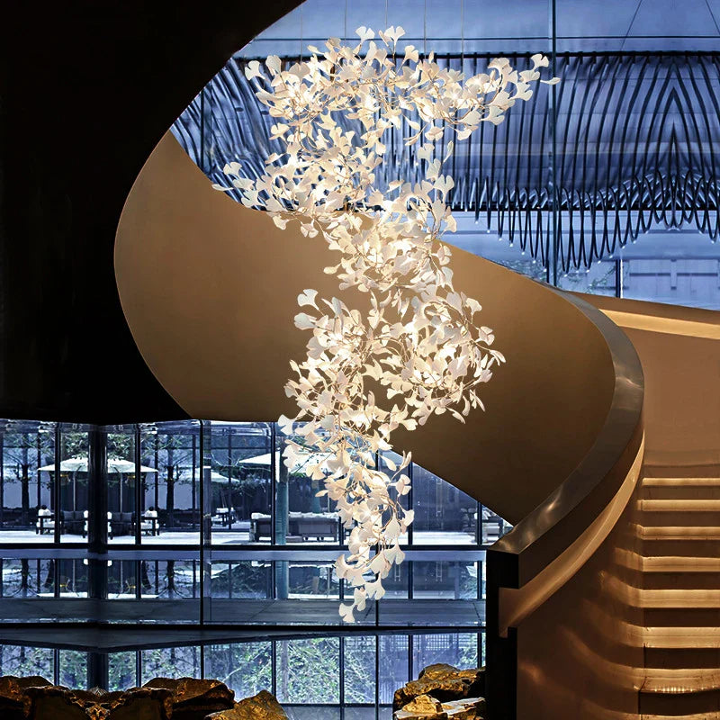 Afralia™ Nordic Ginkgo Branch Chandelier - Modern Crystal Luxury for Living Dining Staircase Lobby