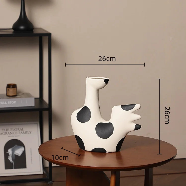 Afralia™ Polka Dot Geometric Vase: Handmade Ceramic Flowerpot Home Decor
