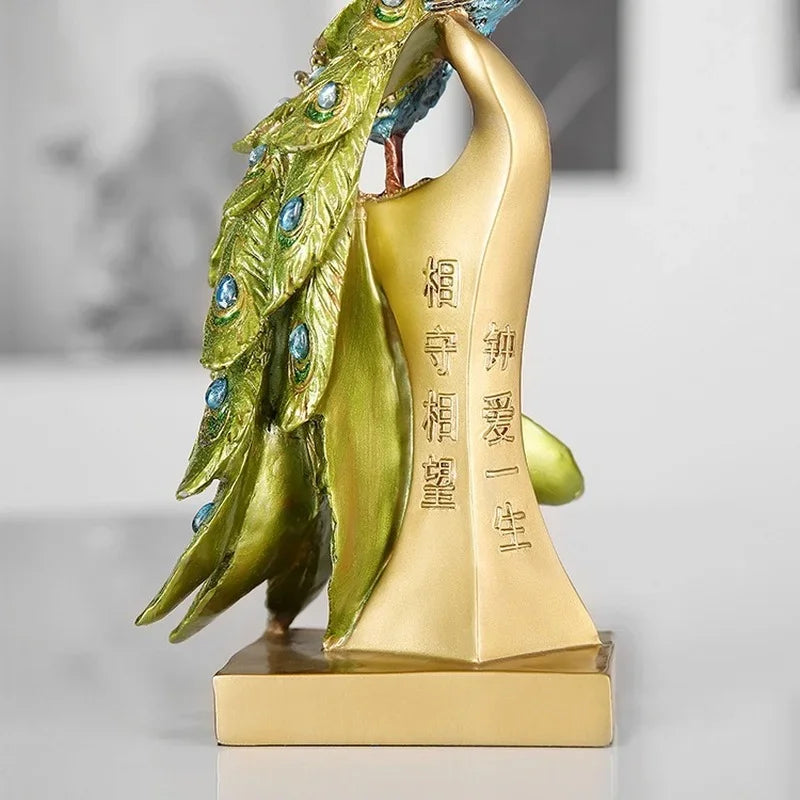 Afralia™ Peacock Open Screen Resin Craft - Modern Living Room Décor & Wedding Gift