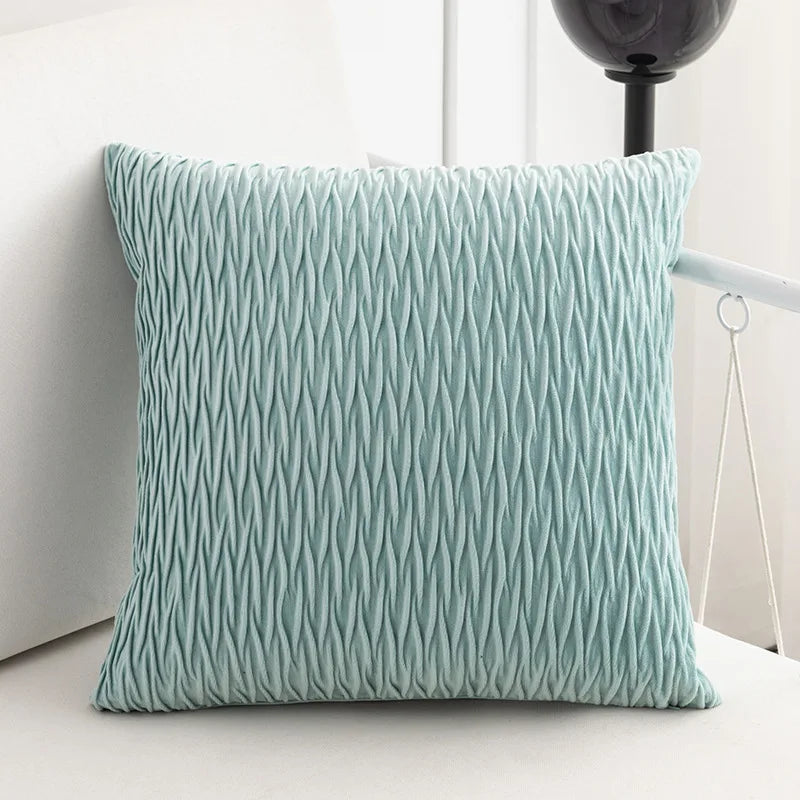 Afralia™ Velvet Striped Pleated Square Pillowcase