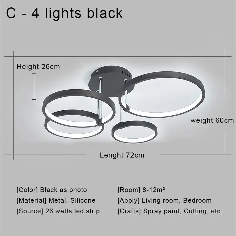 Afralia™ LED Ceiling Chandelier Remote Control Living Room Bedroom Kitchen Lamp White