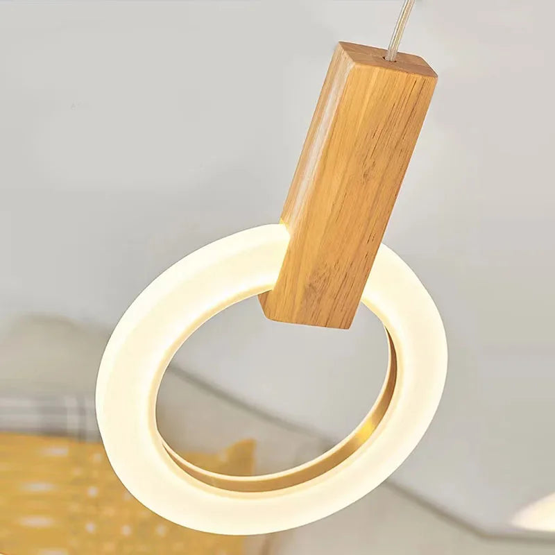 Afralia™ Wooden LED Chandelier for Living Room Ceiling Modern Lighting Fixtures