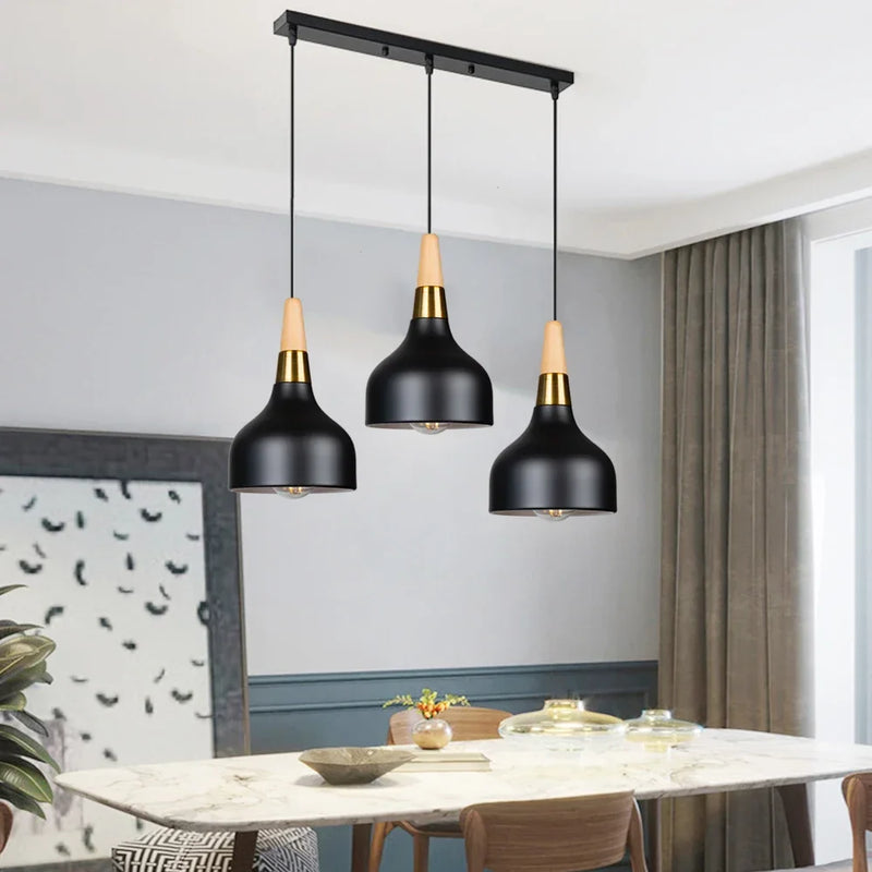 Afralia™ Wooden Dome Pendant Lights: Adjustable Hanging Lamp for Kitchen Dining Living Bedroom