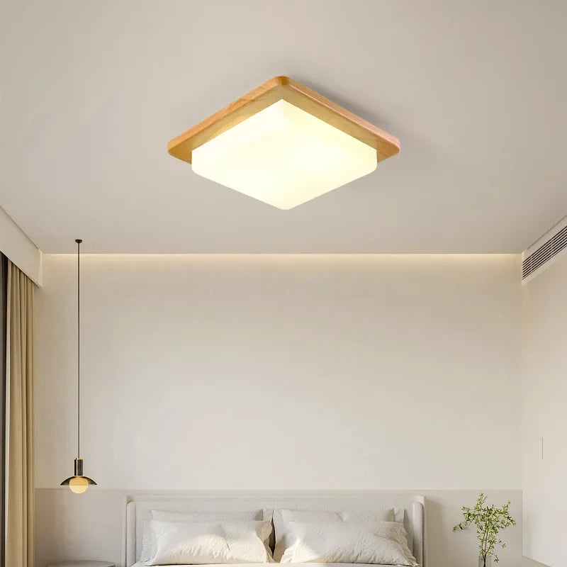 Afralia™ Modern Nordic Wood Ceiling Light LED Indoor Lamp for Living Room Bedroom Study