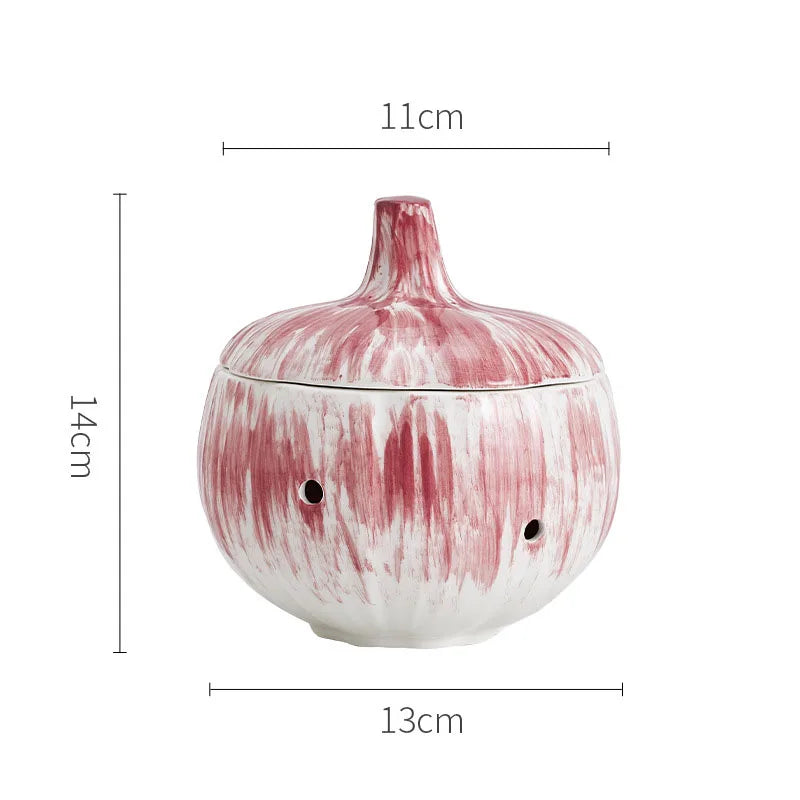 Afralia™ Ceramic Onion Shape Storage Jar with Lid for Cosmetics, Jewelry, and Candy
