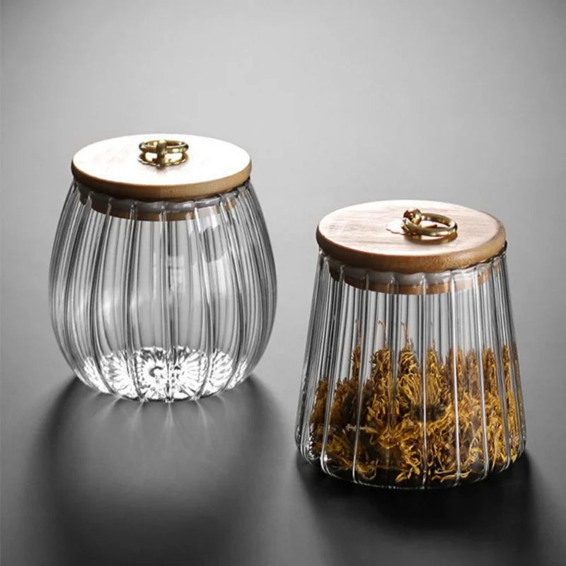 Afralia™ Glass Airtight Canister with Wooden Lid | Stylish Kitchen Storage Solution