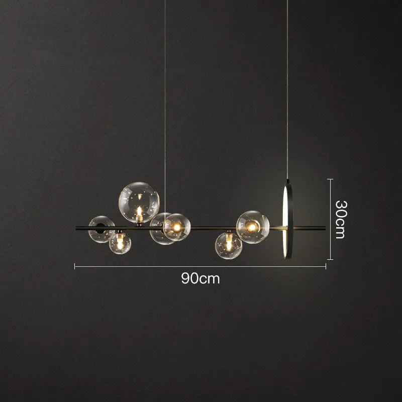 Afralia™ Modern Black LED Chandelier Pendant Light for Living Kitchen Dining Room