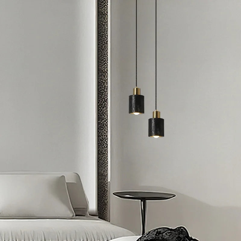 Afralia™ Black Travertine LED Pendant Lamps: Nordic Modern Home Decoration Interior Hanging Light