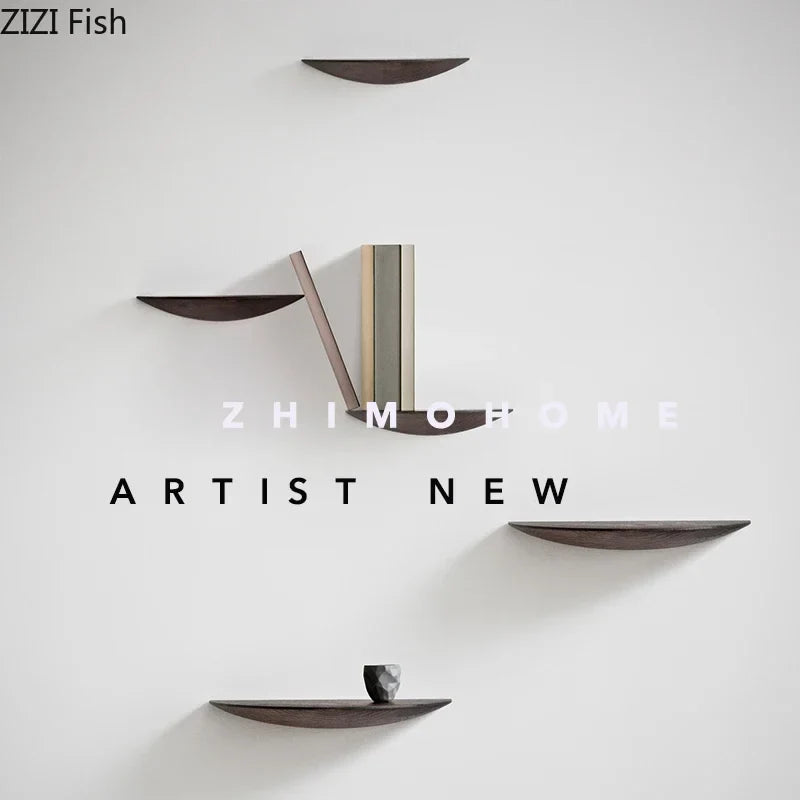 Afralia™ Modern Solid Wood Wall Shelf for Home Decoration