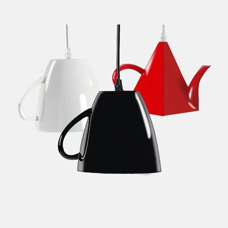 Afralia™ Resin Teapot Chandelier Tea Cup Kitchen Bar Restaurant Decorative Lighting