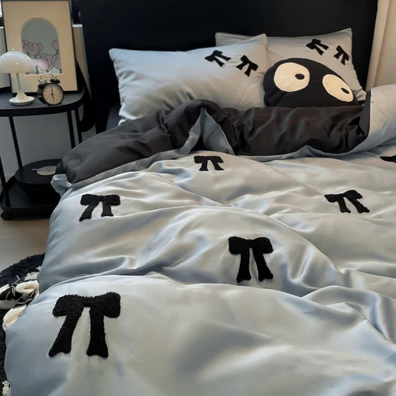 Afralia™ Embroidered Rayon Silk Bedding Set: Duvet Cover, Sheets, Pillowcases in Nordic Style