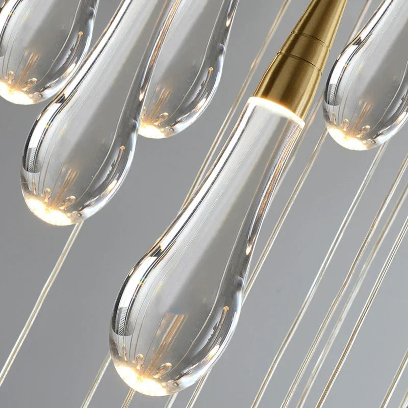 Afralia™ Gold Crystal Water Drop Pendant Lights for Dining Room Chandelier