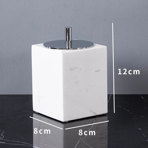 Afralia™ Volakas White Marble Bathroom Set: Soap Dispenser, Toothbrush Holder, Tray