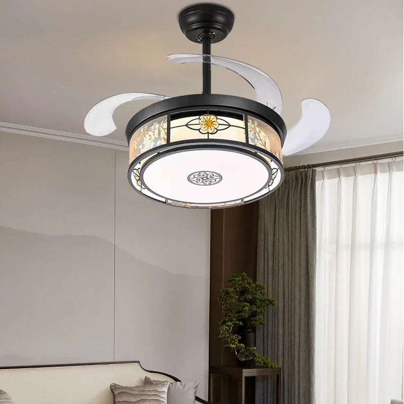 Afralia™ Smart Remote Control Retractable Ceiling Fan Light, 42"-48", Decorative Hidden Blades