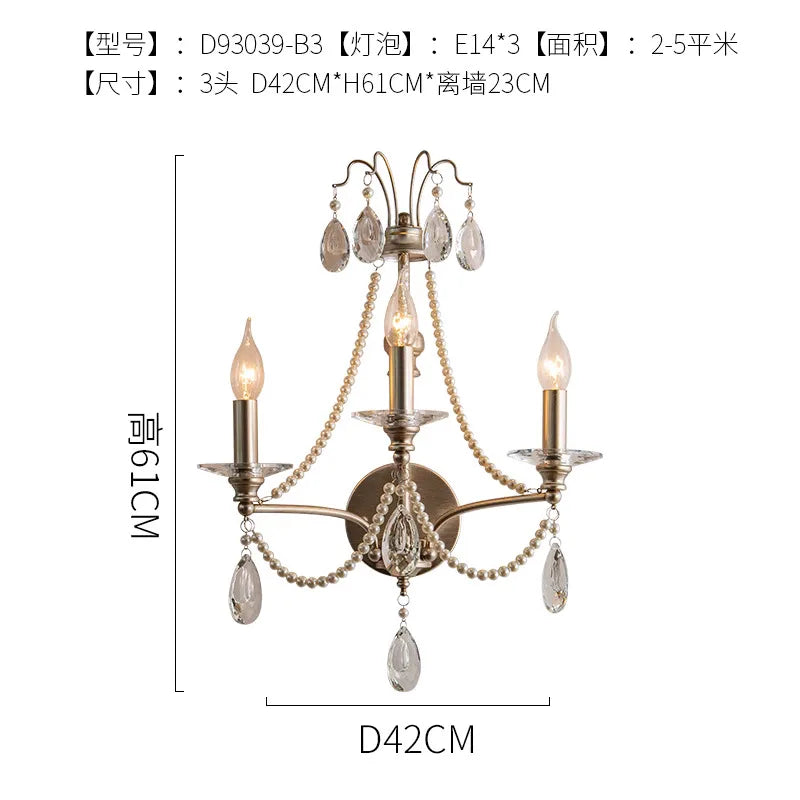 Afralia™ French Retro Crystal LED Wall Lamp - Luxury Iron Art Decor for Living Room