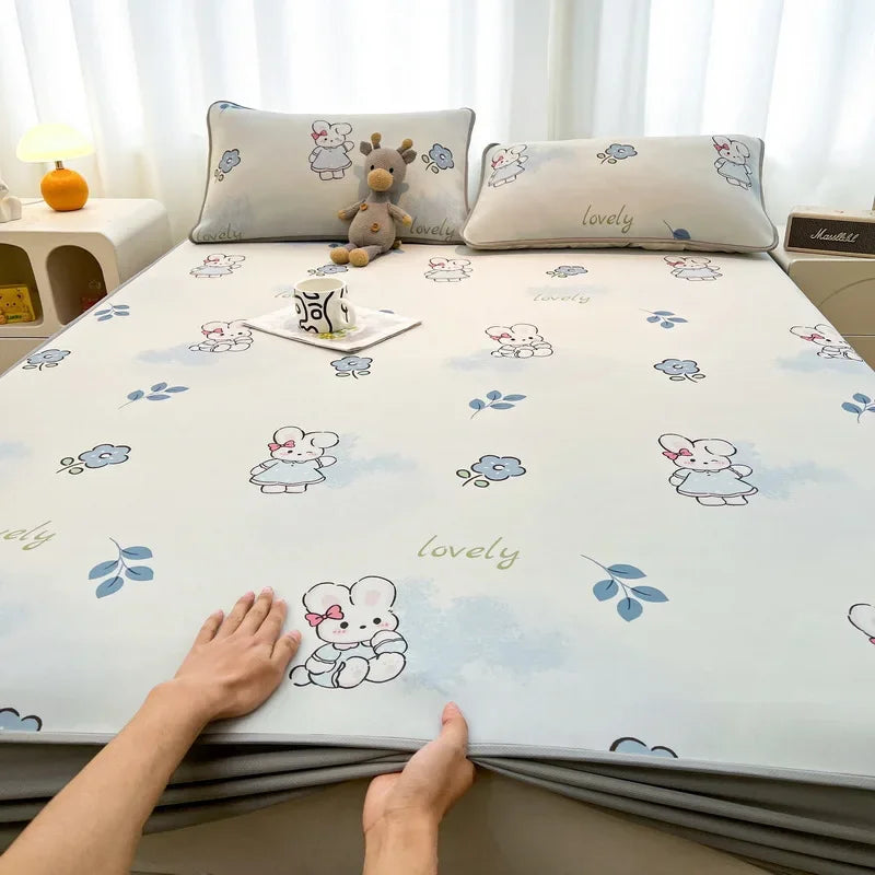 Afralia™ Cooling Ice Silk Mattress - 3Pcs, High Quality, Simple Pattern, Anti-Wrinkles.