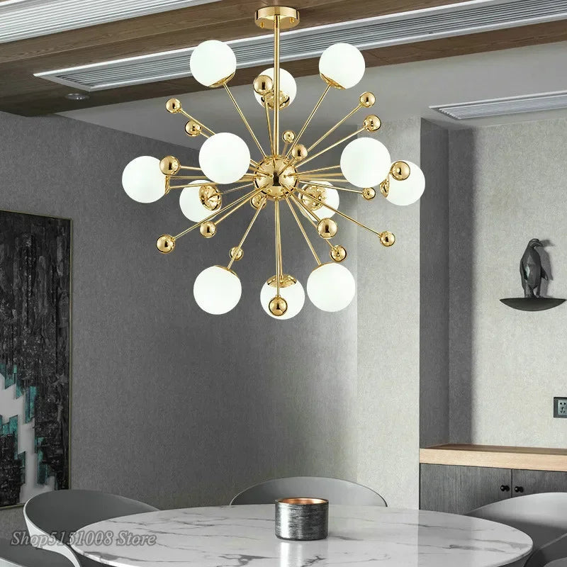 Afralia™ Modern Sputnik Glass Ball LED Chandelier for Living Room Kitchen Bedroom Lighting