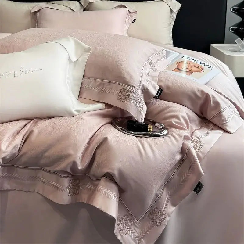 Afralia™ Luxury Embroidered Jacquard Bedding Set - Soft, Silky, Breathable Cotton Duvet Cover Set