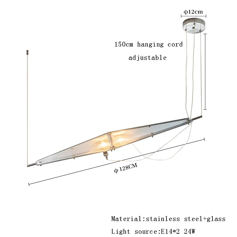 Afralia™ Glass Long Ceiling Chandelier: Modern Minimalist Designer Lamps for Living Room
