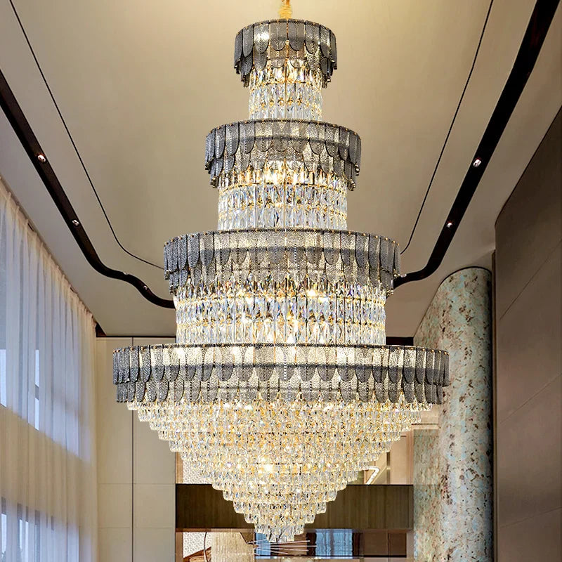 Afralia™ European-Style Duplex Villa Loft Crystal Chandelier - High-End Luxury Lighting Solution