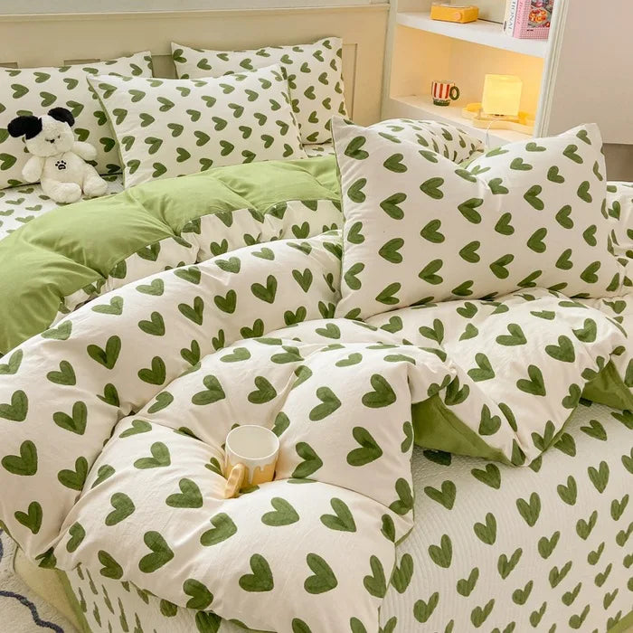 Afralia™ Cartoon Cat Floral Duvet Cover Set - Pink Kids Girls Bedroom Decor