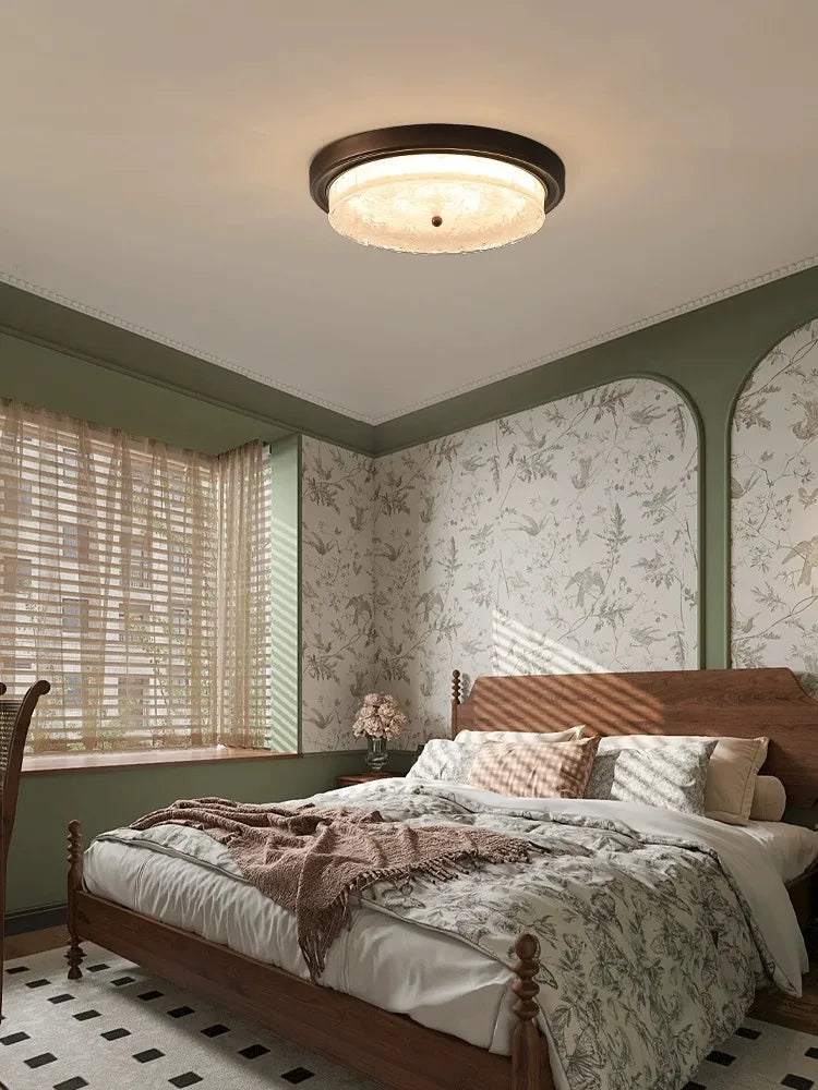 Afralia™ Retro Bronze Glass Ceiling Lamp for Bedroom Living Room Decor