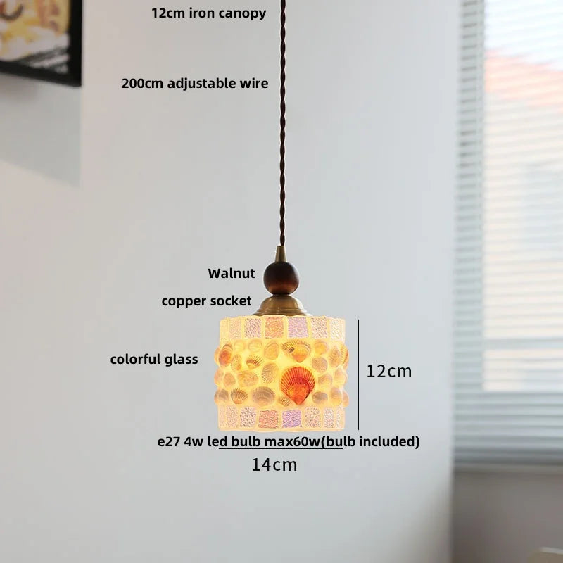 Afralia™ Tiffany Glass LED Pendant Lights - Modern Nordic Adjustable Hanging Lamp fix