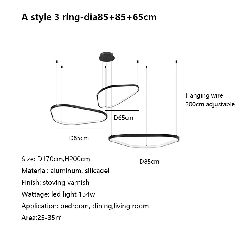 Afralia™ Nordic Geometry Ring LED Chandelier for Living Room Dining Minimalist Bedroom
