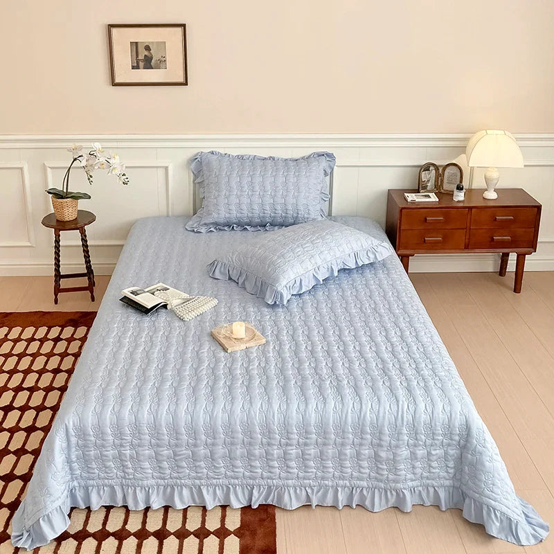 Afralia™ Lyocell Flower Embroidery Bedspread Set