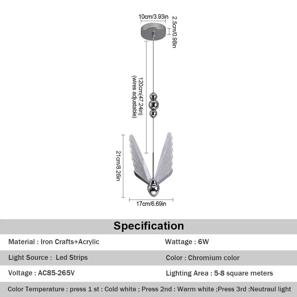 Afralia™ LED Butterfly Pendant Light for Bedroom Living Room: Modern Chanderlier Fixture Lamps