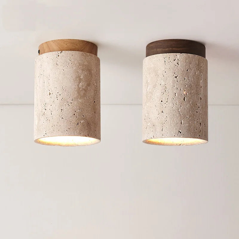 Afralia™ Travertine Stone Ceiling Downlight with E27 Bulb