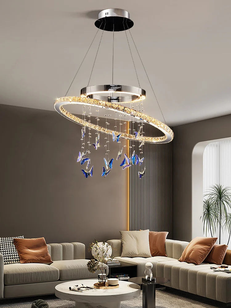Afralia™ Butterfly Crystal Pendant Chandelier: Modern Luxury for Living, Dining, Bedroom, and Bar