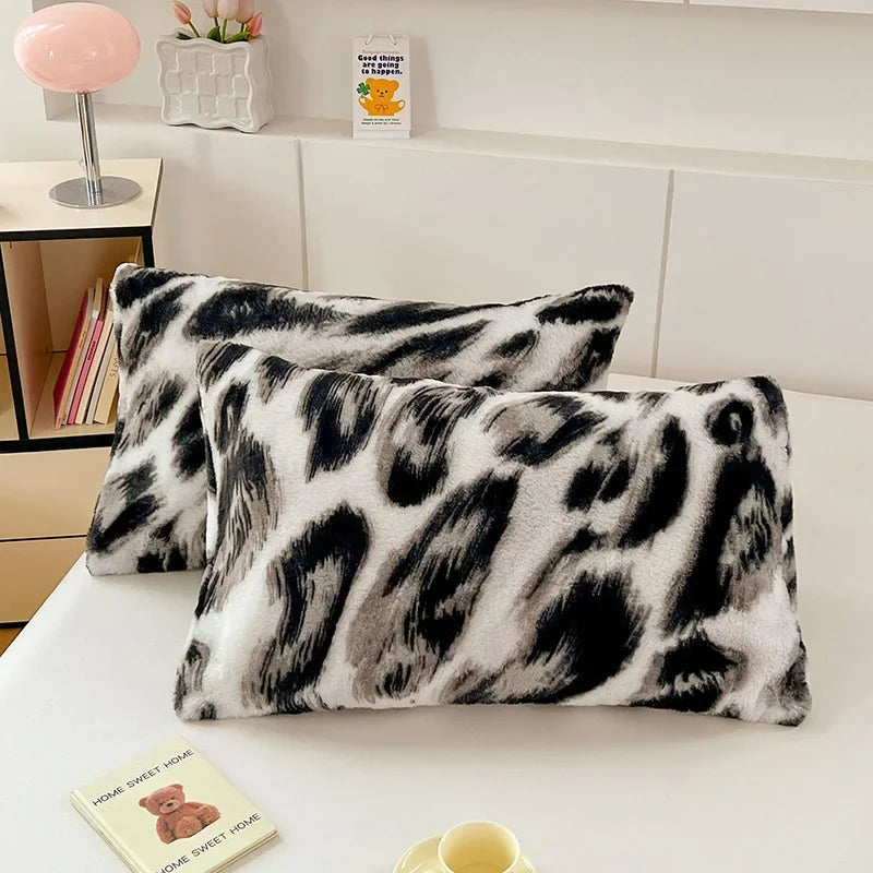Afralia™ Cozy Winter Plush Pillowcase: Nordic Printed Milk Velvet Soft Home Decor