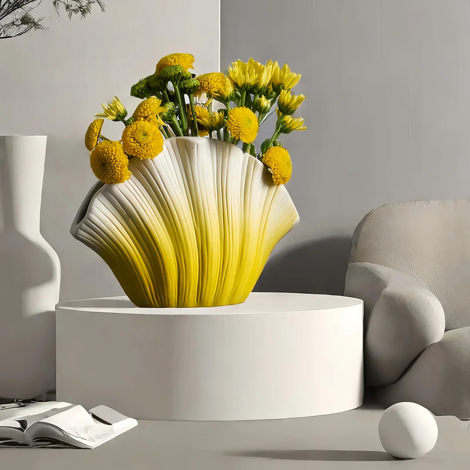 Afralia™ Gradient Shell Ceramic Vase | Colorful Flowerpot Home Decor & Accessories