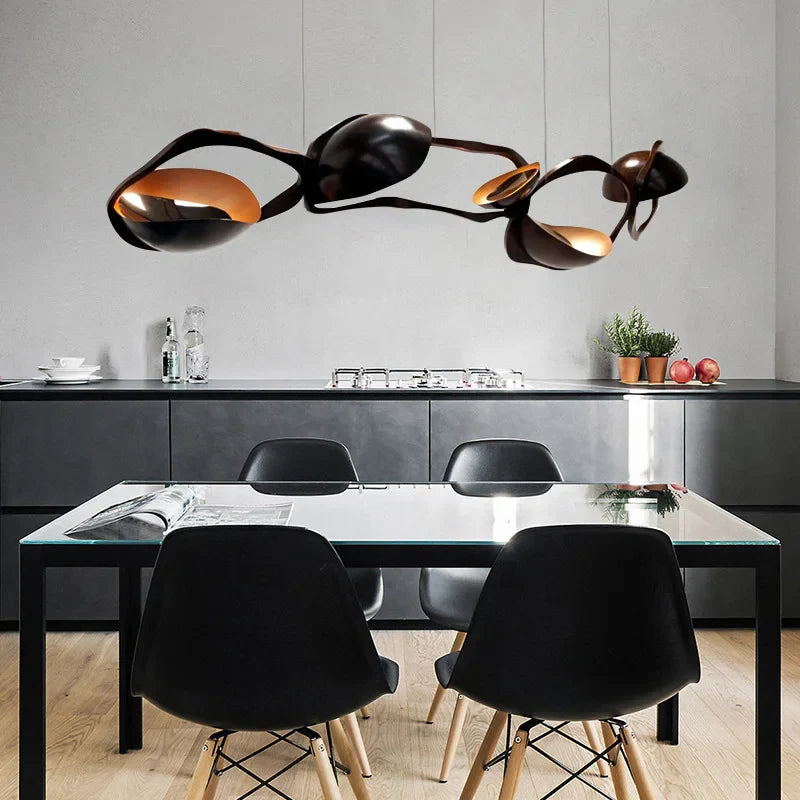 Afralia™ Black Stainless Steel Chandelier LED - Modern Luxury Design for Living Room